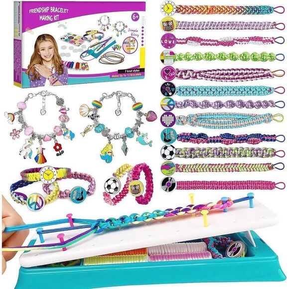 Friendship Bracelet Making Kit for Girls, Arts and Crafts for Kids Ages 8-12, D